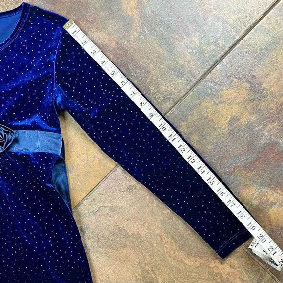 Speechless Girls’s Blue Long Sleeve Rose Dress 10 - Picture 4 of 9